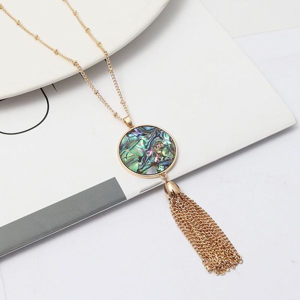 pendant necklaces abalone shell leopard round necklace snakeskin leather wood grain tassels long chain women brand jewelry, Silver
pendant necklaces abalone shell leopard round necklace snakeskin leather wood grain tassels long chain women brand jewelry, Silver