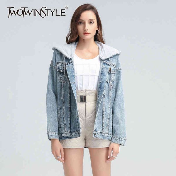 patchwork loose denim coat for women hooded drawstring v neck long sleeve casual coats female fashion clothing 210524, Black;brown
patchwork loose denim coat for women hooded drawstring v neck long sleeve casual coats female fashion clothing 210524, Black;brown