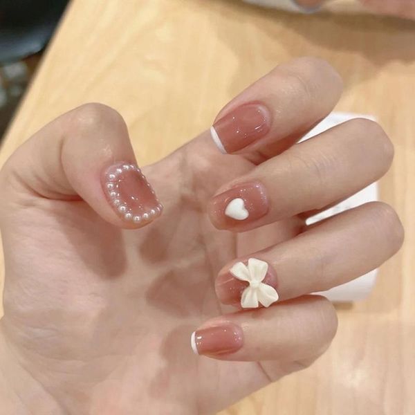 false nails heart bow detachable artificial manicure tool nail tips fake short round/square head wearable, Red;gold
false nails heart bow detachable artificial manicure tool nail tips fake short round/square head wearable, Red;gold