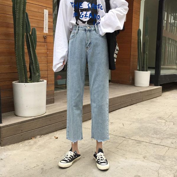 women's jeans boyfriend women high waist straight denim pants 2021 korean style loose casual ankle-length jean woman p372, Blue
women's jeans boyfriend women high waist straight denim pants 2021 korean style loose casual ankle-length jean woman p372, Blue