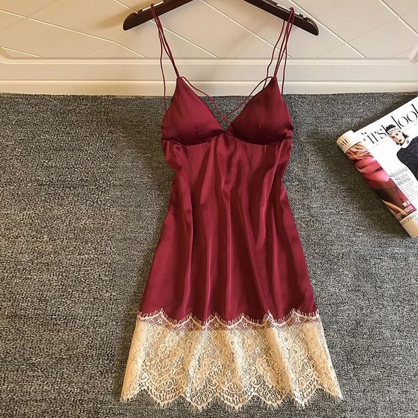 summer sheer womens sleepwears satin sleepwear night dress lace patchwork nightgown lingerie slips backless nightie sleep lounge, Black;red
summer sheer womens sleepwears satin sleepwear night dress lace patchwork nightgown lingerie slips backless nightie sleep lounge, Black;red