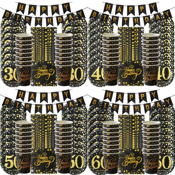 disposable dinnerware 30 40 50 years anniversary tableware set black gold birthday party decorations supplies
disposable dinnerware 30 40 50 years anniversary tableware set black gold birthday party decorations supplies