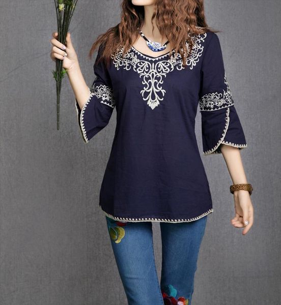 fashion girls totem pattern womens shirts vintage ethnic embroidery cotton casual blusa etnica bordada, White
fashion girls totem pattern womens shirts vintage ethnic embroidery cotton casual blusa etnica bordada, White