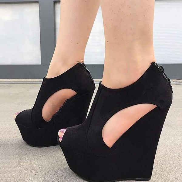 original intention fashion women sandals nice platform peep toe wedges black flock shoes woman us plus size 5-15
original intention fashion women sandals nice platform peep toe wedges black flock shoes woman us plus size 5-15