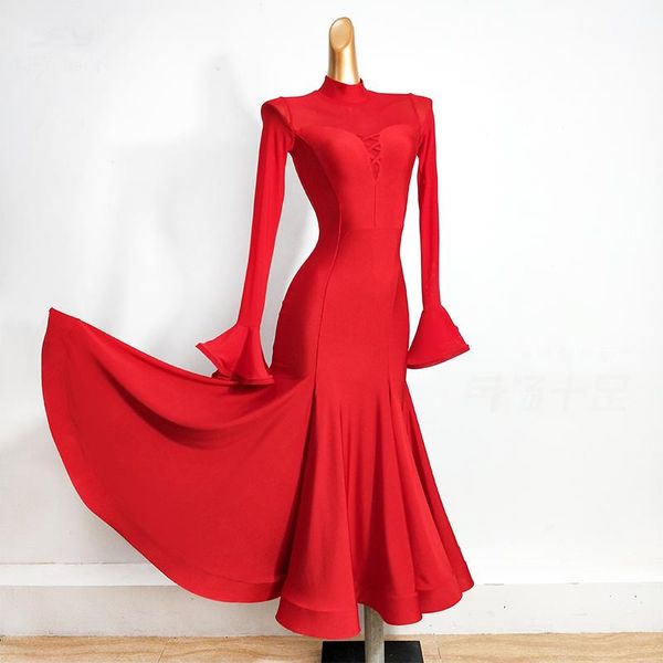 big swing waltz modern dance clothing women's ballroom practice dress stage costume wear, Black;red
big swing waltz modern dance clothing women's ballroom practice dress stage costume wear, Black;red