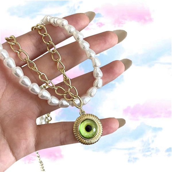 pendant necklaces y2k jewelry 2pcs pearl green evil eye necklace for women vintage harajuku fashion charm 90s aesthetics gifts wholesale, Silver
pendant necklaces y2k jewelry 2pcs pearl green evil eye necklace for women vintage harajuku fashion charm 90s aesthetics gifts wholesale, Silver