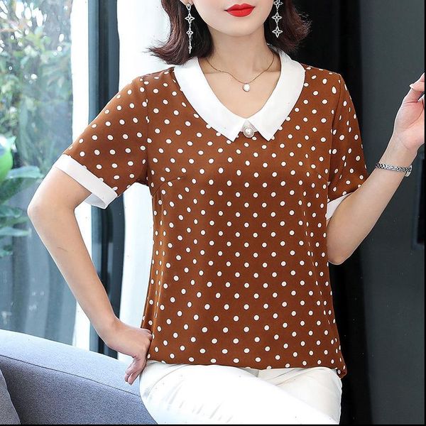 spring summer style chiffon elegant womens shirts peter pan collar polka dot short sleeve casual sp605, White
spring summer style chiffon elegant womens shirts peter pan collar polka dot short sleeve casual sp605, White