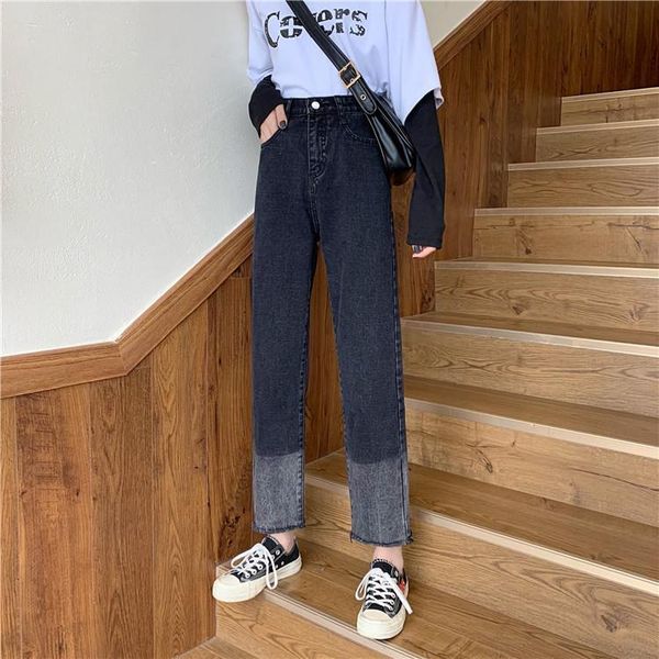 women's jeans woman pants black straight high waist loose color matching cropped pantalones vaqueros mujer, Blue
women's jeans woman pants black straight high waist loose color matching cropped pantalones vaqueros mujer, Blue
