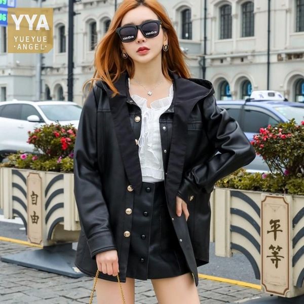 women's leather & faux fashion women hoody sheepskin genuine jacket casual outwear coat single breasted spring autumn loose bowknot jac, Black
women's leather & faux fashion women hoody sheepskin genuine jacket casual outwear coat single breasted spring autumn loose bowknot jac, Black