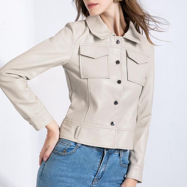 women's leather & faux ailegogo women synthetic pu short jackets spring autumn basic coat female turn-down collar biker outwear, Black
women's leather & faux ailegogo women synthetic pu short jackets spring autumn basic coat female turn-down collar biker outwear, Black