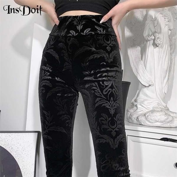 insdoit gothic velvet vintage black pants women slim trousers streetwear pencil punk harajuku summer high waist 211115, Black;white
insdoit gothic velvet vintage black pants women slim trousers streetwear pencil punk harajuku summer high waist 211115, Black;white