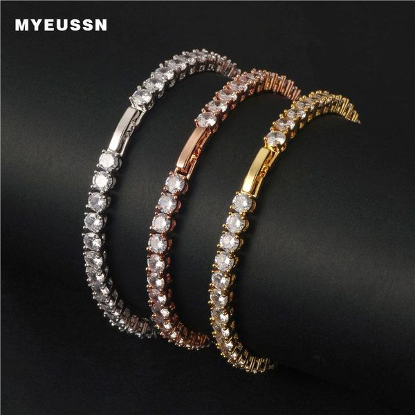 link, chain 4mm copper iced zircon tennis bracelet men's hip hop jewelry gold silver rose color box clasp cz link gifts, Black
link, chain 4mm copper iced zircon tennis bracelet men's hip hop jewelry gold silver rose color box clasp cz link gifts, Black