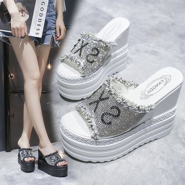 luxury slippers 2021 summer sho korean version high heel thick bottom women's sandals, Black
luxury slippers 2021 summer sho korean version high heel thick bottom women's sandals, Black