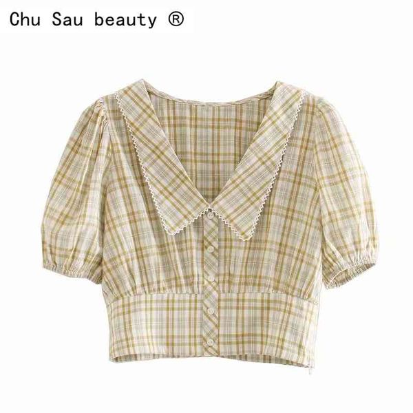 beauty fashion woman summer crop vintage casual v-neck lantern sleeve plaid shirts women blouses 210514, White
beauty fashion woman summer crop vintage casual v-neck lantern sleeve plaid shirts women blouses 210514, White