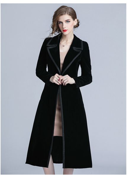 autumn winter velvet coat women abrigo mujer long elegant notched outwear female overcoat slim black cardigan trench, Tan;black
autumn winter velvet coat women abrigo mujer long elegant notched outwear female overcoat slim black cardigan trench, Tan;black
