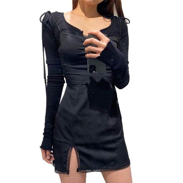 women's swimwear dress, lace up shoulder pleated chest sleeveless splitting hem skirt for female, White;black
women's swimwear dress, lace up shoulder pleated chest sleeveless splitting hem skirt for female, White;black
