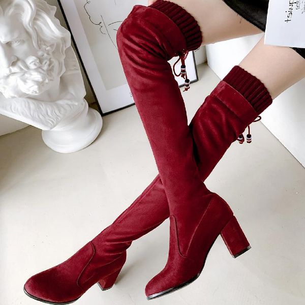 boots fashion thigh high women block heels winter over the knee faxu suede elastic slim long red party shoes lady, Black
boots fashion thigh high women block heels winter over the knee faxu suede elastic slim long red party shoes lady, Black