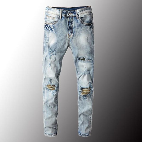 men's jeans men ripped biker streetwear gaten patchwork slim skinny stretch denim potlood broek plus size 40, Blue
men's jeans men ripped biker streetwear gaten patchwork slim skinny stretch denim potlood broek plus size 40, Blue