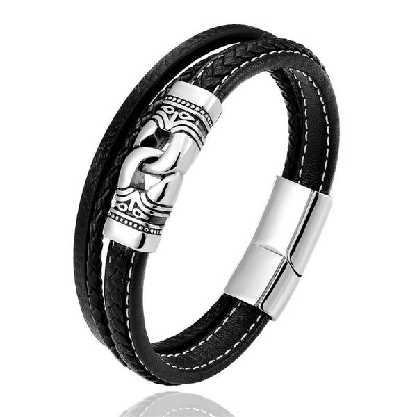 link, chain 2021 design personality geometrically styles with multi-layer men stainless steel leather bracelets for birthday party gifts, Black
link, chain 2021 design personality geometrically styles with multi-layer men stainless steel leather bracelets for birthday party gifts, Black