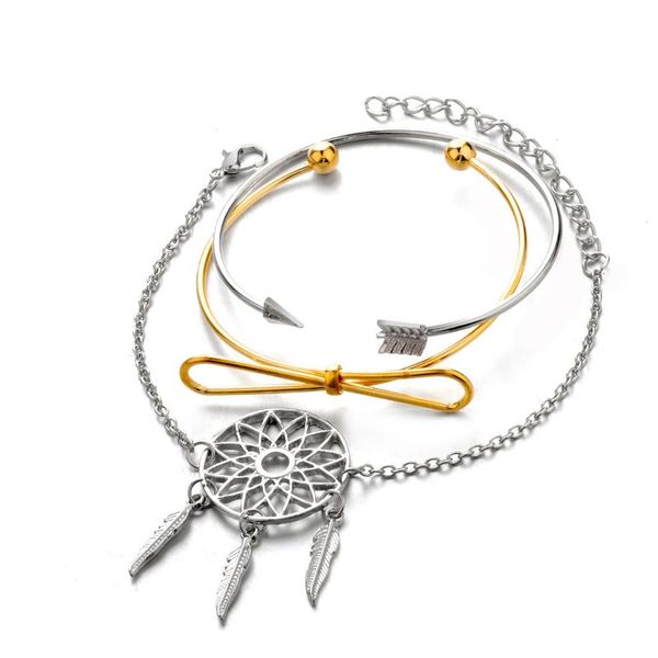 charm bracelets 3 pcs/ set dreamcatcher charms bracelet for women gold siver bow knot arrow open circle bangle simple style ladies party jew, Golden;silver
charm bracelets 3 pcs/ set dreamcatcher charms bracelet for women gold siver bow knot arrow open circle bangle simple style ladies party jew, Golden;silver