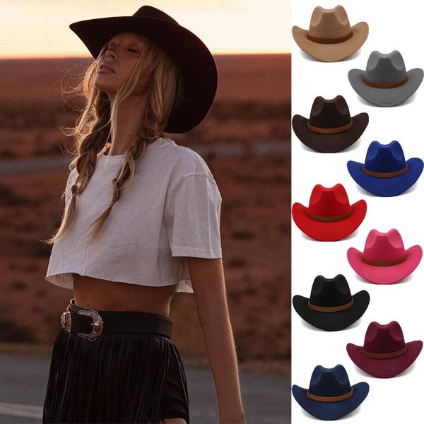 wide brim hats men's and women's woollen riding hat autumn winter warm western cowboy parent child big edge sunshade one, Blue;gray
wide brim hats men's and women's woollen riding hat autumn winter warm western cowboy parent child big edge sunshade one, Blue;gray