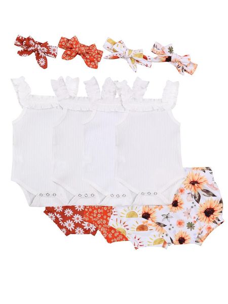 jumpsuits born toddler baby girls clothes set solid color sleeveless romper sun floral print shorts bow-knot headband clothing sets, Blue
jumpsuits born toddler baby girls clothes set solid color sleeveless romper sun floral print shorts bow-knot headband clothing sets, Blue