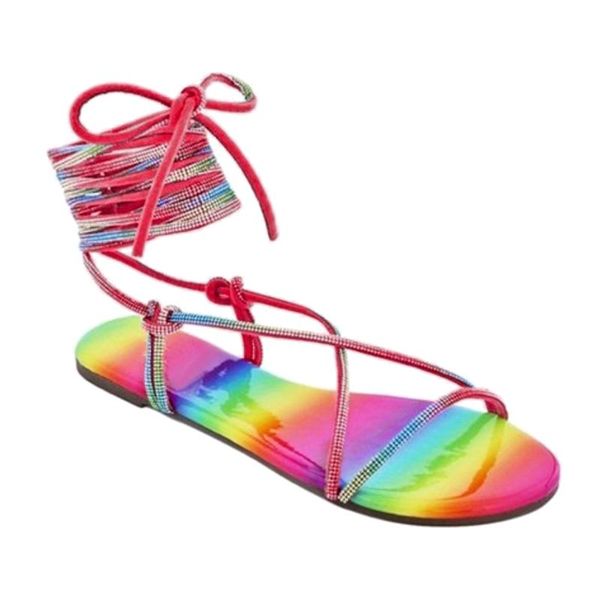 sandals women summer shoes spot sales ladies flat bling rainbow crystal cross strap casual lace up, Black
sandals women summer shoes spot sales ladies flat bling rainbow crystal cross strap casual lace up, Black