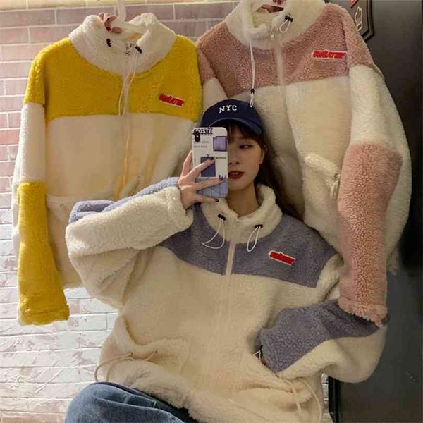 women hoodies thick fleece zip-up patchwork cute autumn winter girls loose coat 210805, Black
women hoodies thick fleece zip-up patchwork cute autumn winter girls loose coat 210805, Black