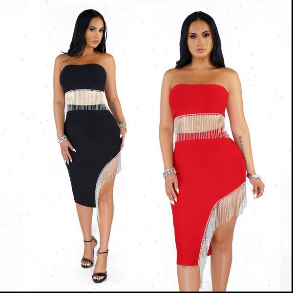 charming tassels skirts suits women dress strapless sleeveless asymmetric style skirt knee length two pieces party sets, White
charming tassels skirts suits women dress strapless sleeveless asymmetric style skirt knee length two pieces party sets, White