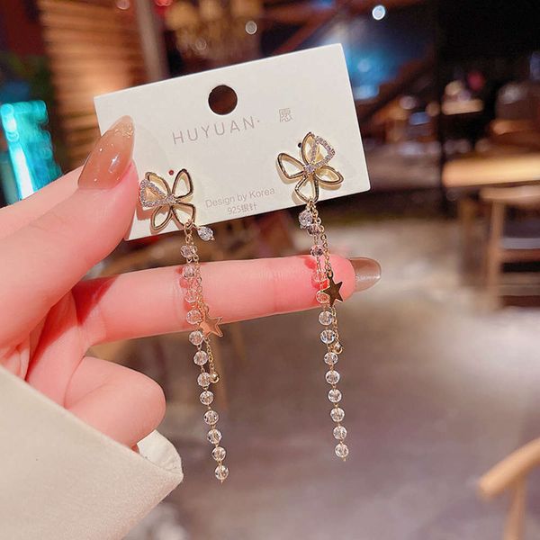 s925 silver needle summer new micro inlaid butterfly long tassel female personality design earrings, Black
s925 silver needle summer new micro inlaid butterfly long tassel female personality design earrings, Black