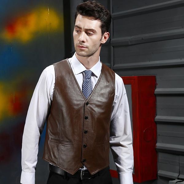 men's vests genuine leather vest men waistcoat motorcycle biker real natural sheepskin business formal casual sleeveless jacket male co, Black;white
men's vests genuine leather vest men waistcoat motorcycle biker real natural sheepskin business formal casual sleeveless jacket male co, Black;white