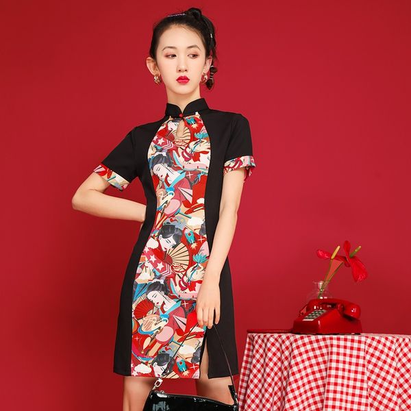 2021 summer chinese traditional dress fashion printed modern oriental dress lady vintage cheongsam mini stretch qipao 10235, Red
2021 summer chinese traditional dress fashion printed modern oriental dress lady vintage cheongsam mini stretch qipao 10235, Red