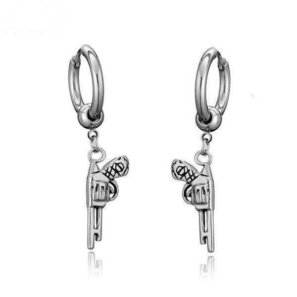 hoop & huggie 2021 punk creative pistol gun hoops black steel color stainless drop earrings hip hop jewelry for women men couple, Golden;silver
hoop & huggie 2021 punk creative pistol gun hoops black steel color stainless drop earrings hip hop jewelry for women men couple, Golden;silver