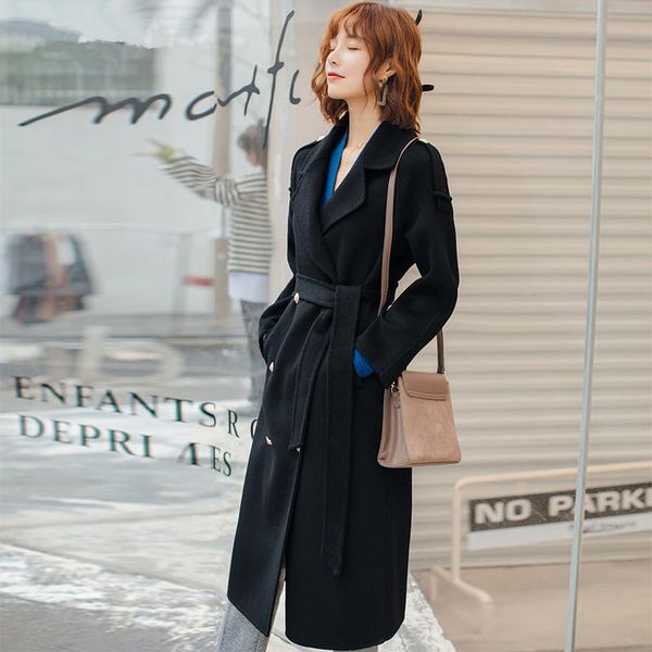 women's wool & blends 100% coat autumn winter jacket women double side woolen female korean long jackets abrigo mujer 987065, Black
women's wool & blends 100% coat autumn winter jacket women double side woolen female korean long jackets abrigo mujer 987065, Black