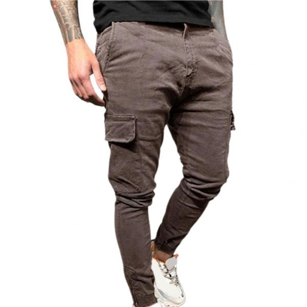 men's pants men cargo loose tight ankle trousers for streetwear, Black