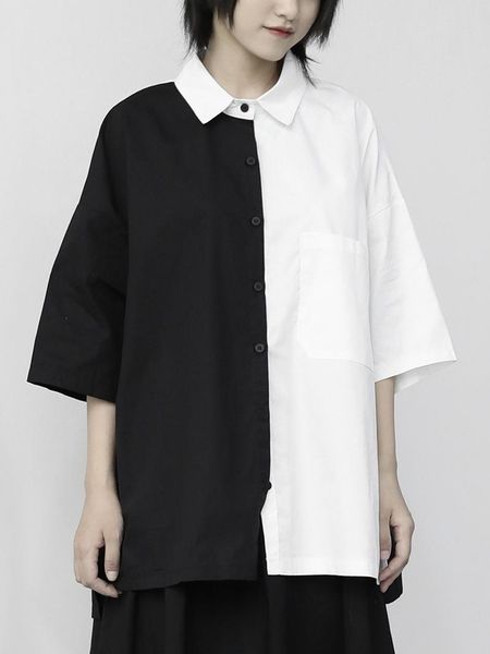 women's blouses & shirts chic balck white hit color patchwork design turn down collar single breasted women blouse short sleeve blusa
women's blouses & shirts chic balck white hit color patchwork design turn down collar single breasted women blouse short sleeve blusa