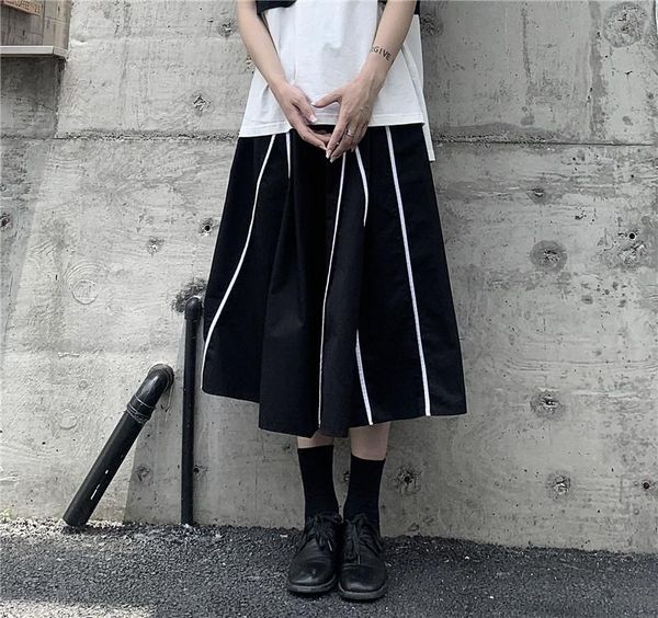 skirts 2021ss women maxi skirt elastic waist geometric striped a-line solid suspender dark girl gothic japan style femme, Black
skirts 2021ss women maxi skirt elastic waist geometric striped a-line solid suspender dark girl gothic japan style femme, Black