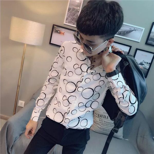 men's casual shirts male long sleeve shirt high-end oversized korean social guy thin decoration fashion personality d1qj, White;black 
men's casual shirts male long sleeve shirt high-end oversized korean social guy thin decoration fashion personality d1qj, White;black