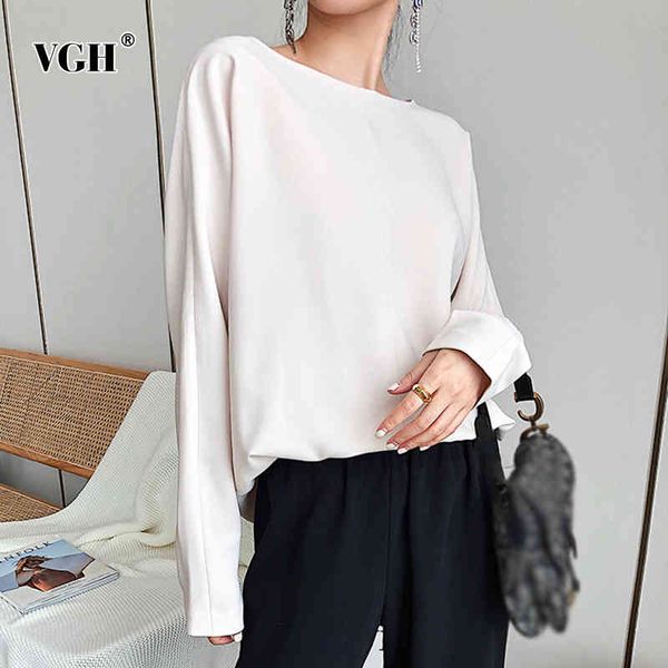 vgh minimalist solid t shirt for women o neck long sleeve casual loose basic t shirts female fashion new clothing spring 210421, White
vgh minimalist solid t shirt for women o neck long sleeve casual loose basic t shirts female fashion new clothing spring 210421, White