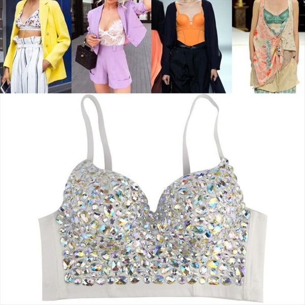 ab colored rhinestone bustier women tanks push up bralette glitter club party corset bra vest and, White
ab colored rhinestone bustier women tanks push up bralette glitter club party corset bra vest and, White
