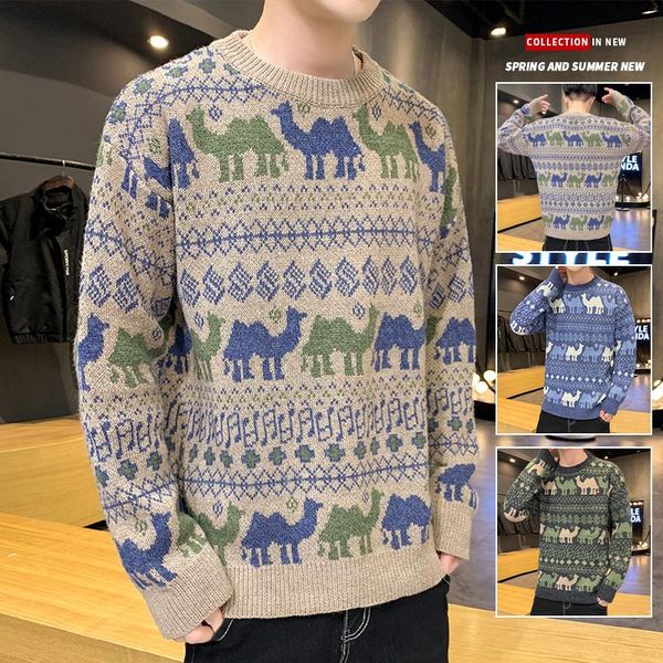 men's sweaters winter vintage sweater men knitted cute camel pullover harajuku clothing, White;black
men's sweaters winter vintage sweater men knitted cute camel pullover harajuku clothing, White;black
