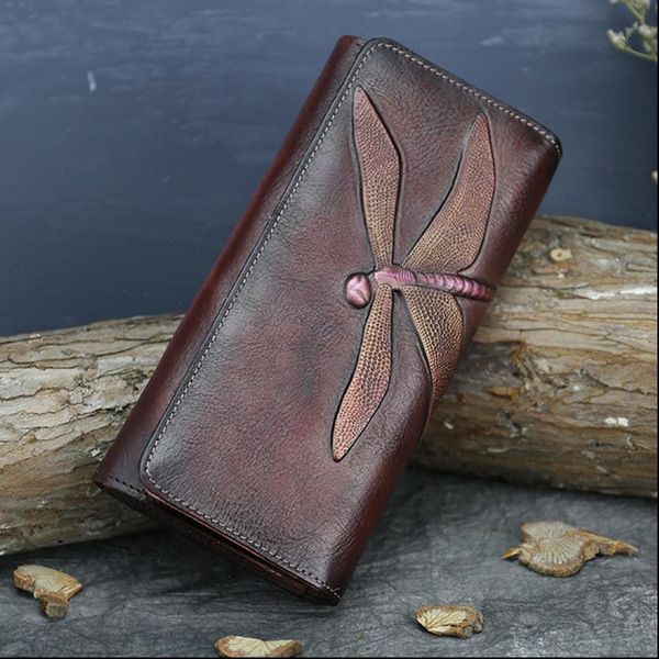 genuine leather women clutch purse id credit card cash holder dragonfly pattern retro cowhide money long wallets, Red;black
genuine leather women clutch purse id credit card cash holder dragonfly pattern retro cowhide money long wallets, Red;black