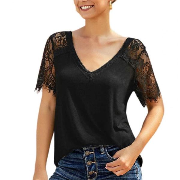 women's t-shirt summer women short-sleeved v-neck loose casual soft splicing lace stitching cuff oversized, White
women's t-shirt summer women short-sleeved v-neck loose casual soft splicing lace stitching cuff oversized, White
