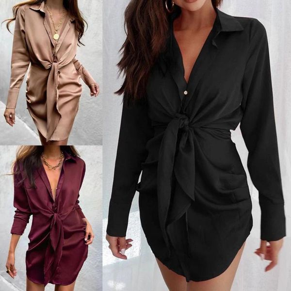 casual dresses turn-down collar shirt dress long sleeve solid color front knot single-breasted women mini polyester silk streetwear, Black;gray
casual dresses turn-down collar shirt dress long sleeve solid color front knot single-breasted women mini polyester silk streetwear, Black;gray