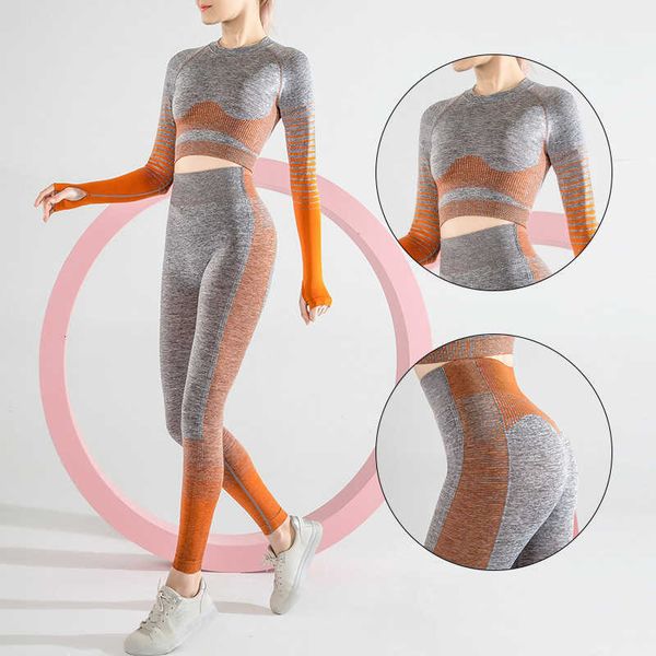 tracksuits yoga suit women's elastic stripe hip lifting high waist sports tights seamless leggings, Gray
tracksuits yoga suit women's elastic stripe hip lifting high waist sports tights seamless leggings, Gray