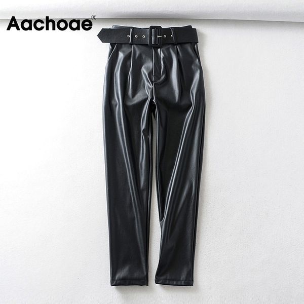 aachoae fashion pu faux leather pleated pants with belt women office wear high waist trousers ladies black long pants pantalones 210413, Black;white
aachoae fashion pu faux leather pleated pants with belt women office wear high waist trousers ladies black long pants pantalones 210413, Black;white