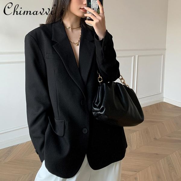 black suit jacket female 2021 spring and autumn solid color notched collar vintage casual loose coat blazer for lady women's suits & bl, White;black
black suit jacket female 2021 spring and autumn solid color notched collar vintage casual loose coat blazer for lady women's suits & bl, White;black