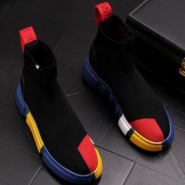 men's high knitted socks boots hip hop trend men's casual designer sneakers increased ankle boot zapatos hombre b11, Black
men's high knitted socks boots hip hop trend men's casual designer sneakers increased ankle boot zapatos hombre b11, Black