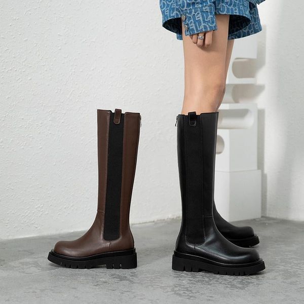 boots women's knee high vintage leather autumn and winter slim fit fashion comfortable double elastic thick soled, Black
boots women's knee high vintage leather autumn and winter slim fit fashion comfortable double elastic thick soled, Black
