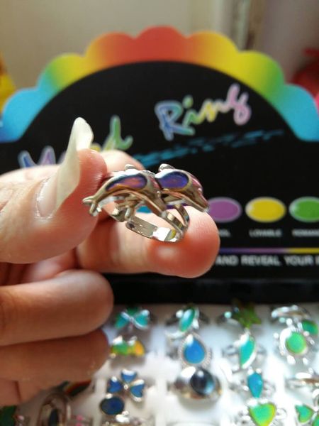 mood ring cartoon double dolphin change color rings, Silver
mood ring cartoon double dolphin change color rings, Silver